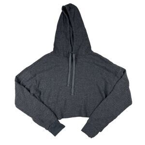Siella Waffle Crop Hoodie in Dark Gray
